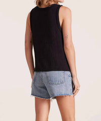Bobi - V Neck Raw Edge Tank Top