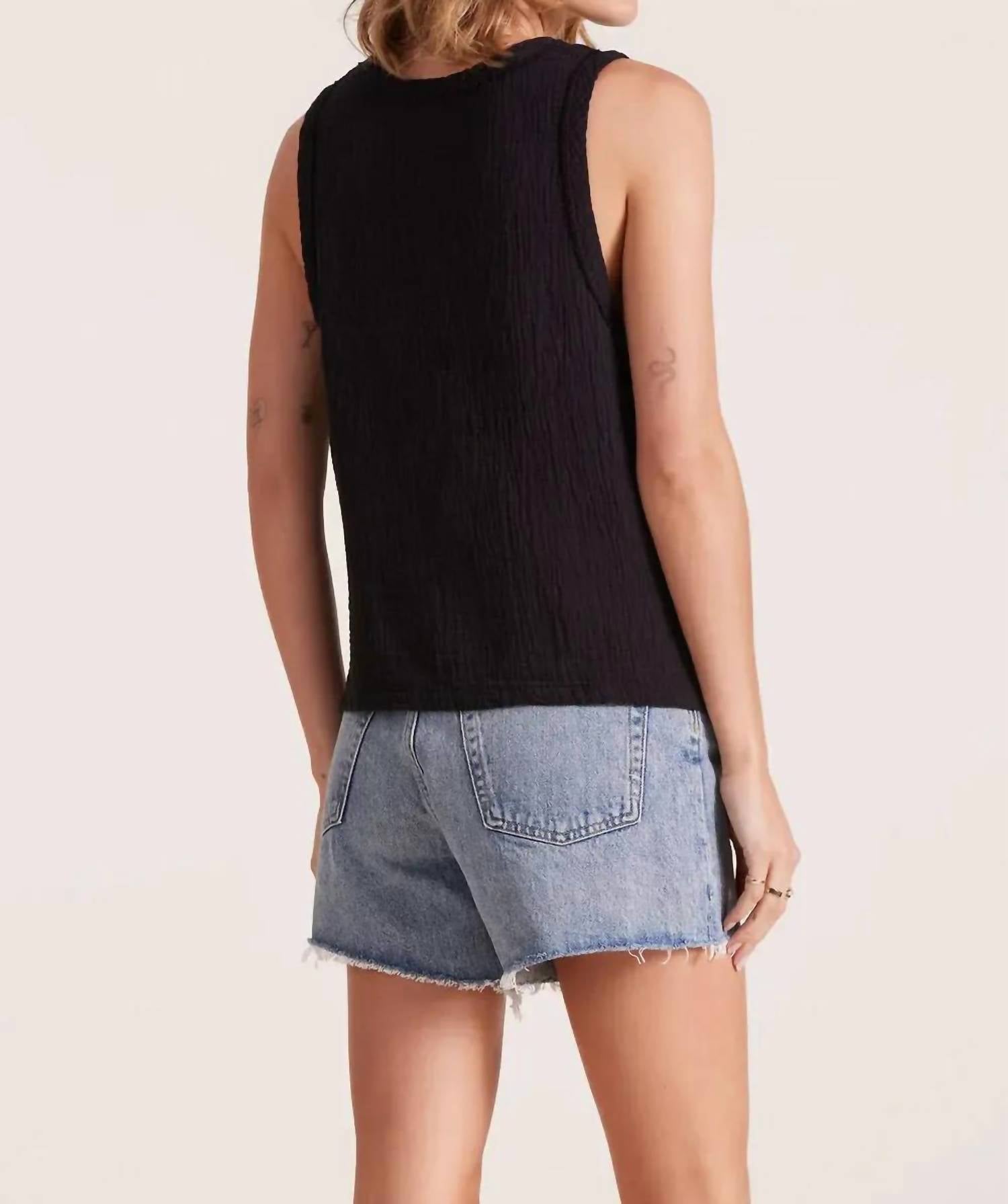Bobi - V Neck Raw Edge Tank Top