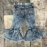 Bratti Mati - Infant Toddler Acid Washed Distressed Bell Bottom Jeans