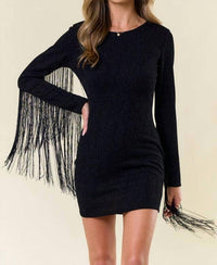 Saints & Hearts - Fringed Metallic Bodycon Dress