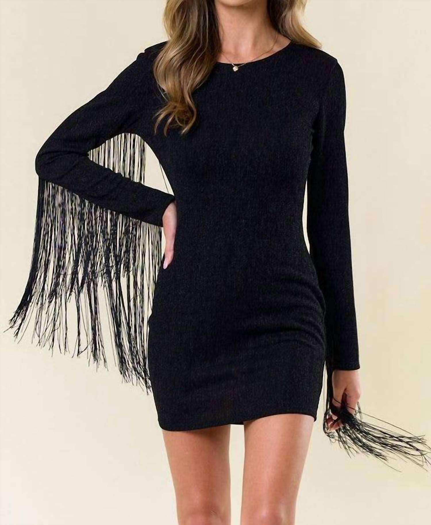 Saints & Hearts - Fringed Metallic Bodycon Dress