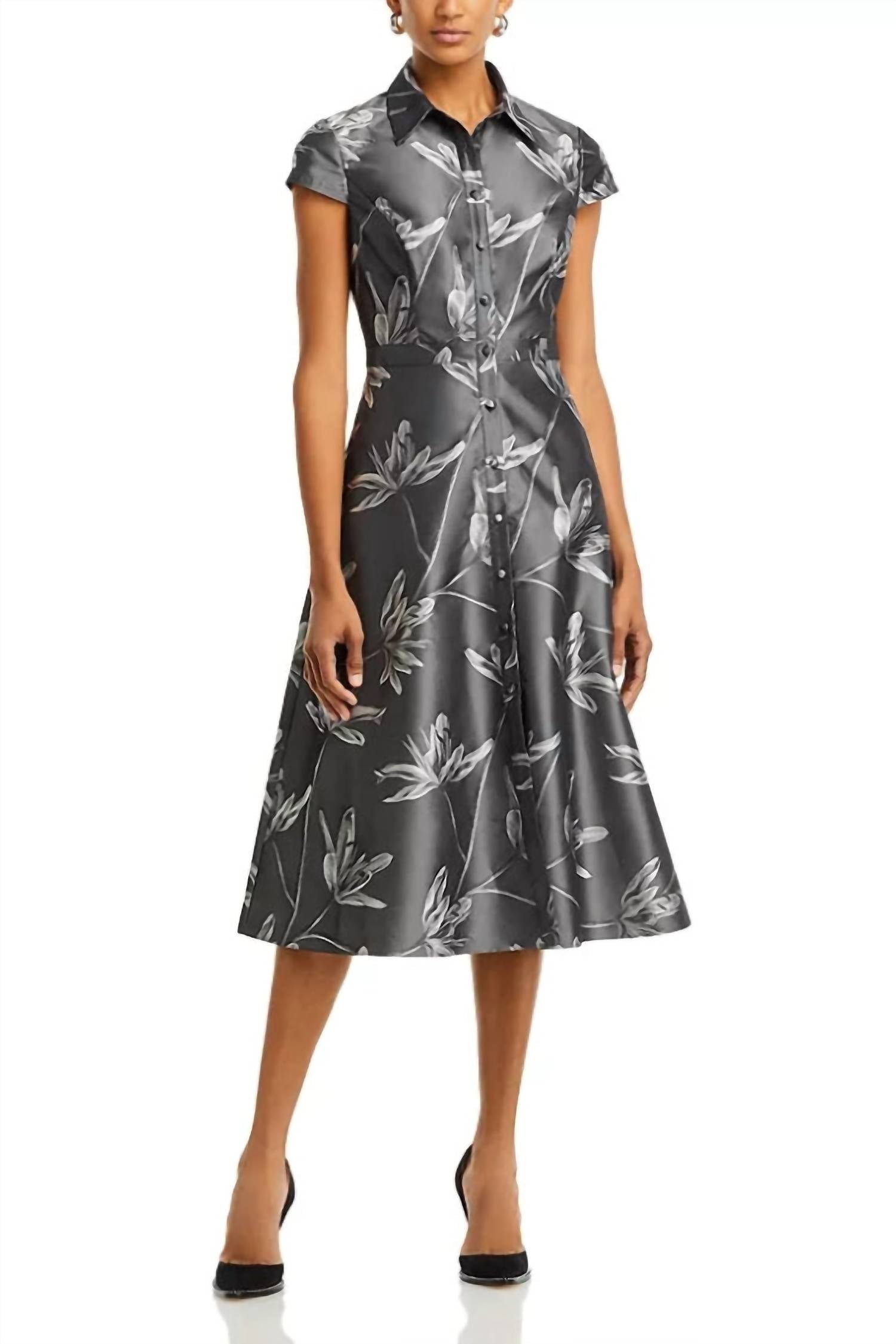 Aidan Mattox - Women's Floral Jacquard Midi Dress