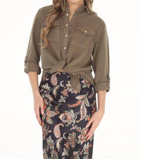 Paparazzi - Tencel Slub Snap Front Long Sleeve Shirt