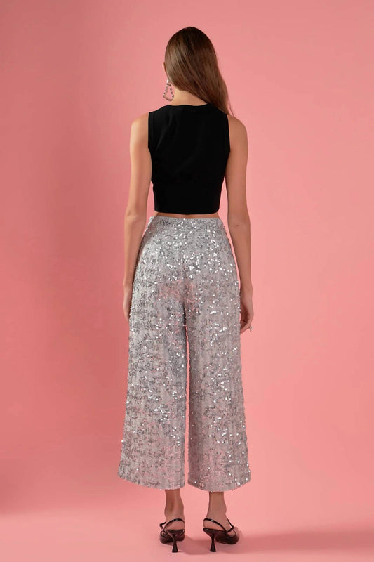 English Factory - Sequin Tweed Culotte Pants