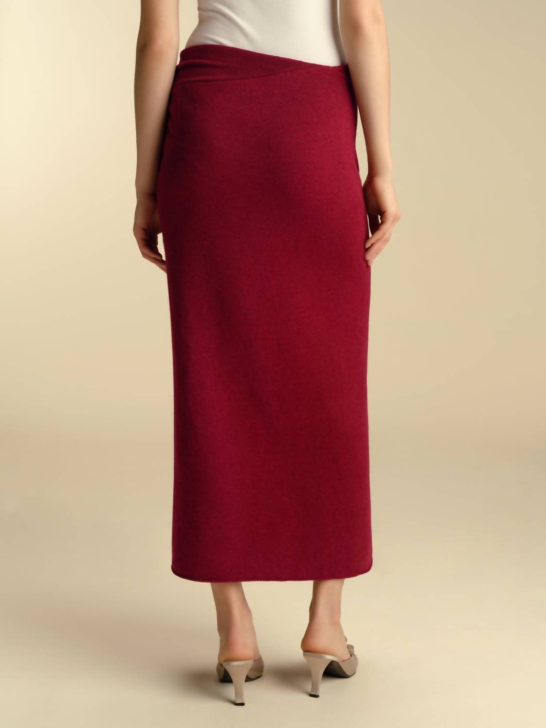 Marina Moscone - Wool Twisted Slit Skirt