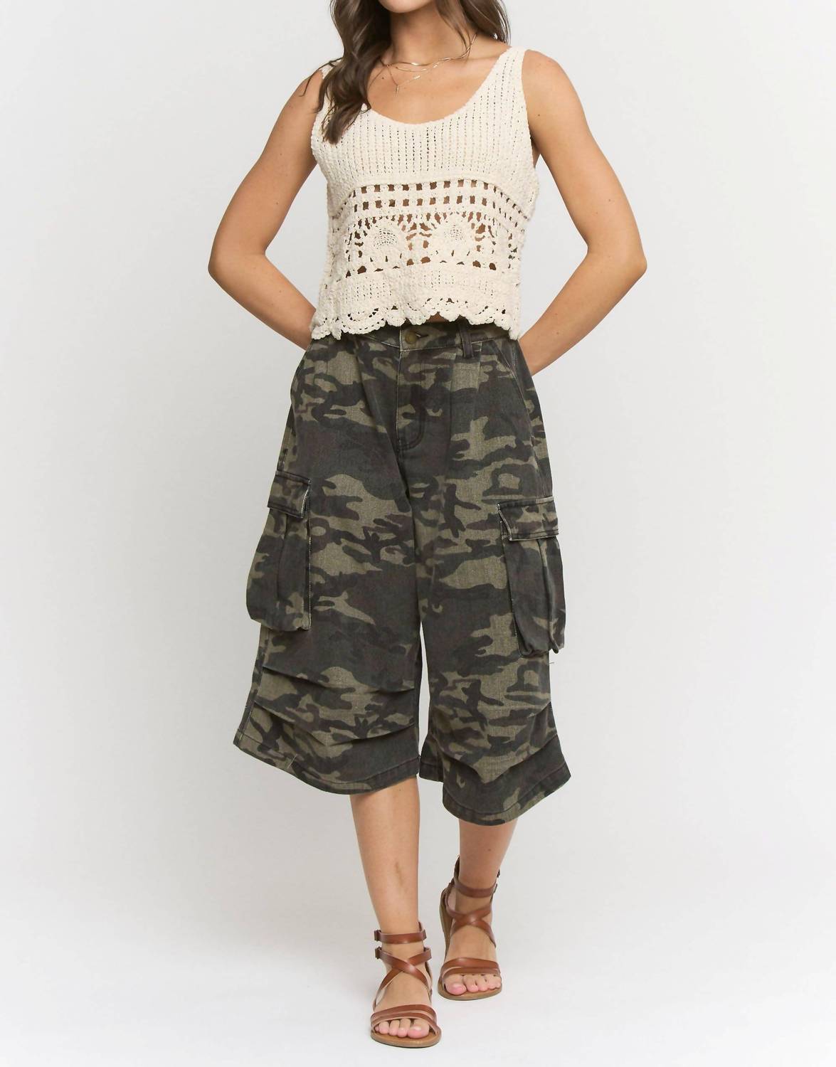 Jade By Jane - Camo Cargo Midi Pants - Plus