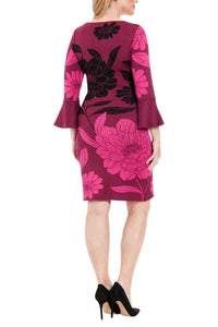 London Times - Floral Bell Sleeve Sweater Dress