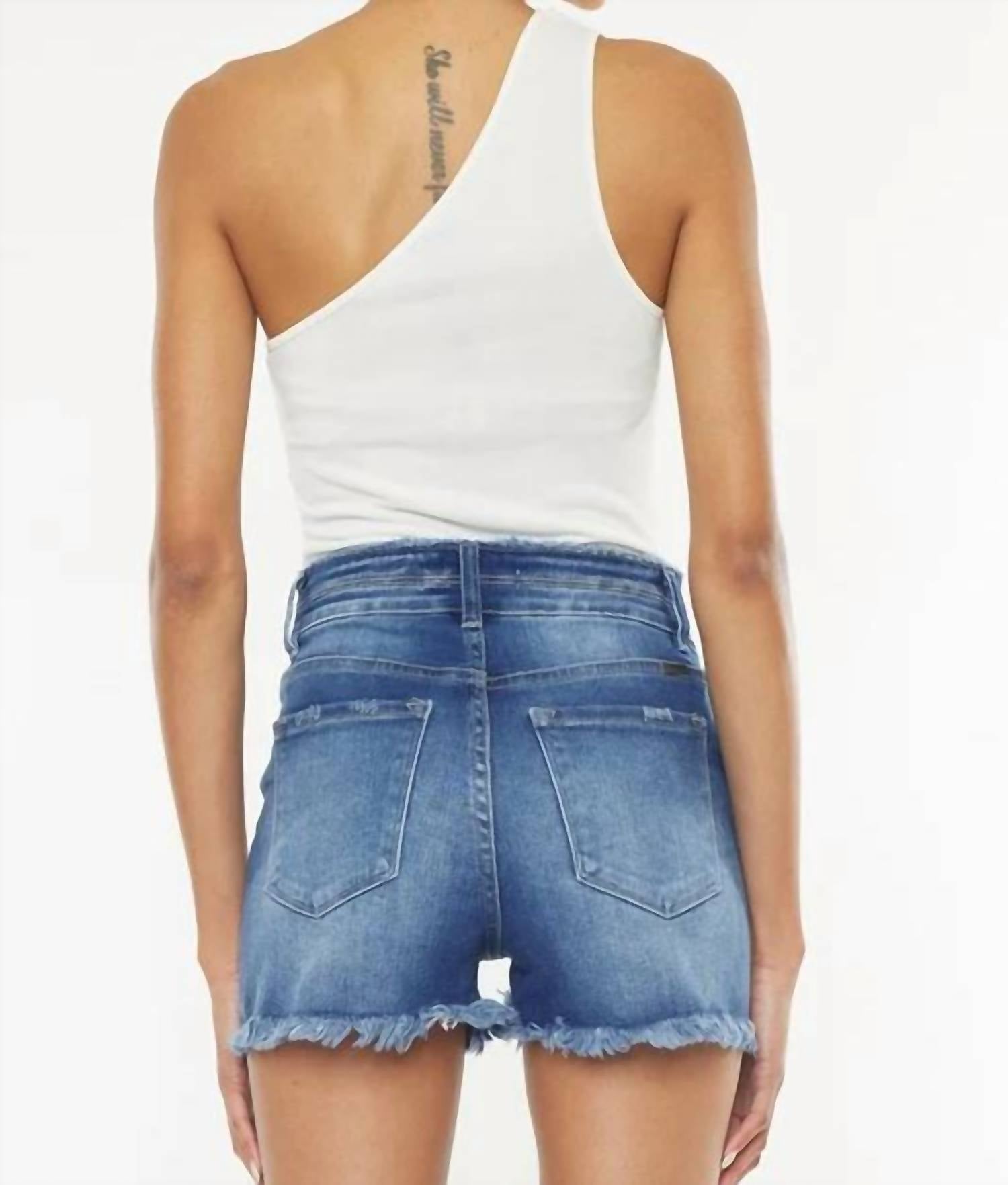 Kancan - High Rise Double Waist Band Detail Shorts