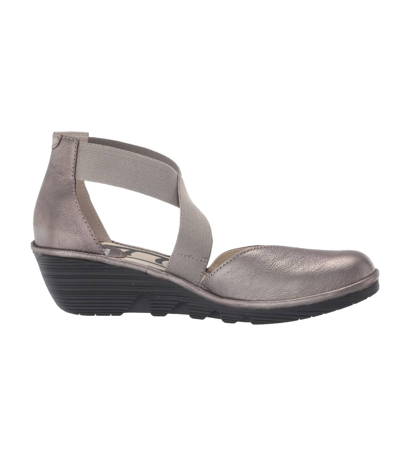 FLY LONDON Women's Paco Wedge Shoes in pewter - women's shoe - detail view