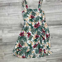Kori - Women's Tropical Printed Ruffle Wrap Mini Dress