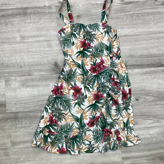 Kori - Women's Tropical Printed Ruffle Wrap Mini Dress