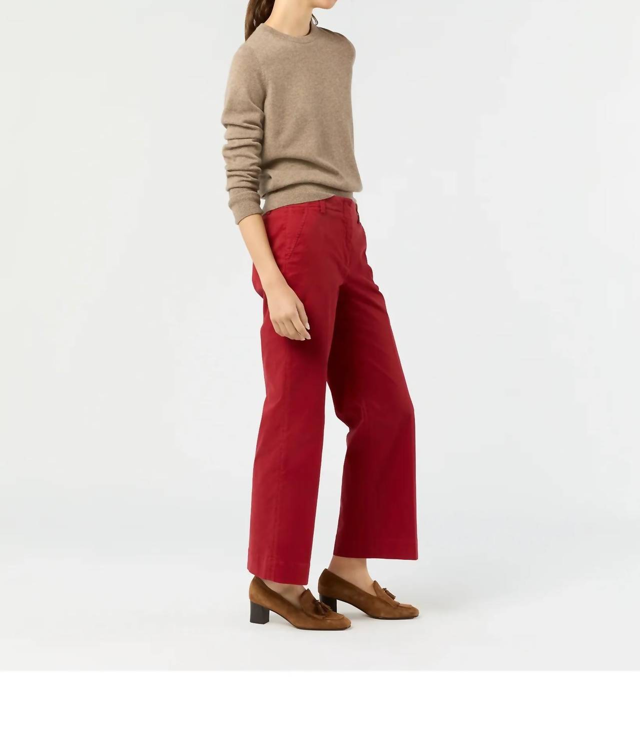 Ann Mashburn Frankie Cropped Pant in red stretch twill - women's pants - alternate view