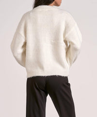 ELAN Front Tie Cozy Sweater in white - women's cardigan - detail view