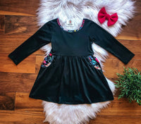 Twocan - Girls Burgundy Floral Bow Back Dress