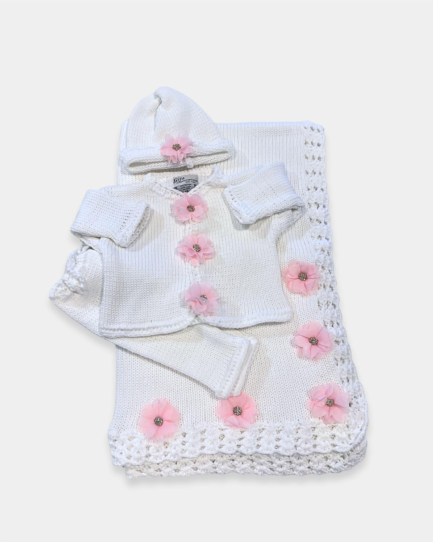 Gita - Girl's 2pc Sweater With Small Rhinestone Center