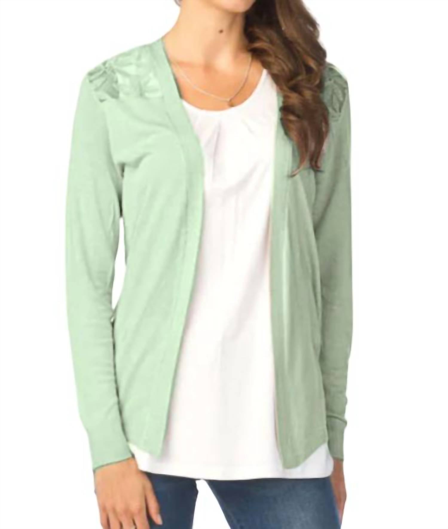 Papillon - Lace Back Long Sleeve Waterfall Cardigan