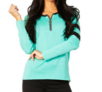 Crew Stripe Zip Detail Top