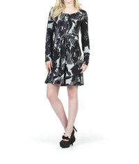 Papillon - Floral Sketch Button Detail Sweater Dress