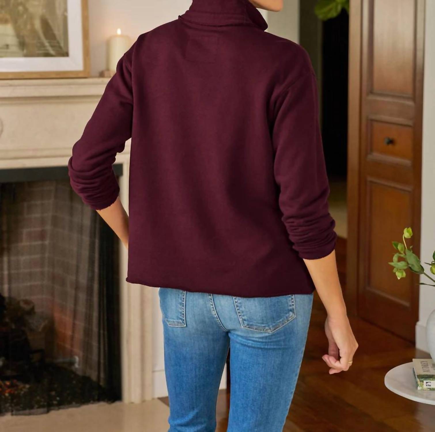 Frank & Eileen Patrick Henley Top in currant - women's long sleeve top - alternate view