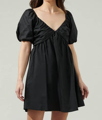 SUGARLIPS Leandra Poplin Mini Dress in black - women's dress