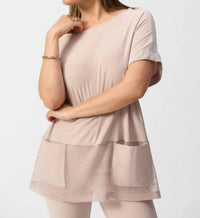 Joseph Ribkoff - Short Sleeve Silky Knit Mesh Tunic Top