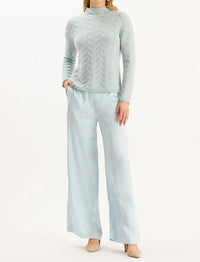 Tyler Boe Gracie Basketweave Mock Neck Sweater in above the clouds - women's sweater - detail view