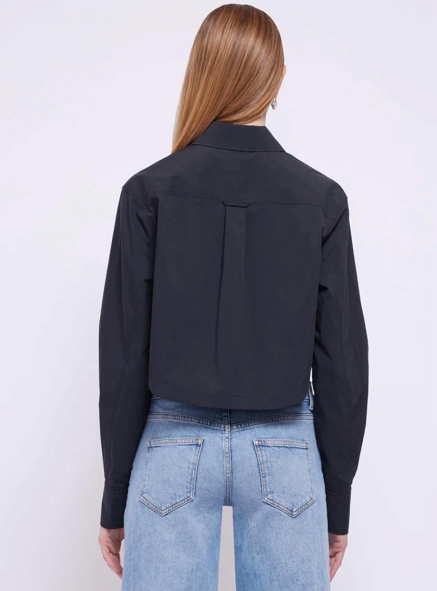 SIMKHAI Renata Cropped Shirt in black - women's shirt - alternate view