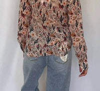 Blue B - Painted Desert Western Chiffon Button-up Blouse