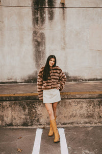 Le Lis - Faux-Fur Stripe Coat
