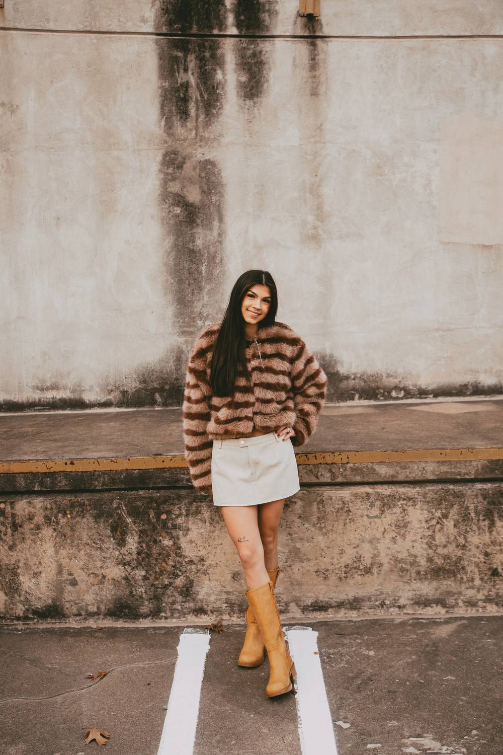 Le Lis - Faux-Fur Stripe Coat