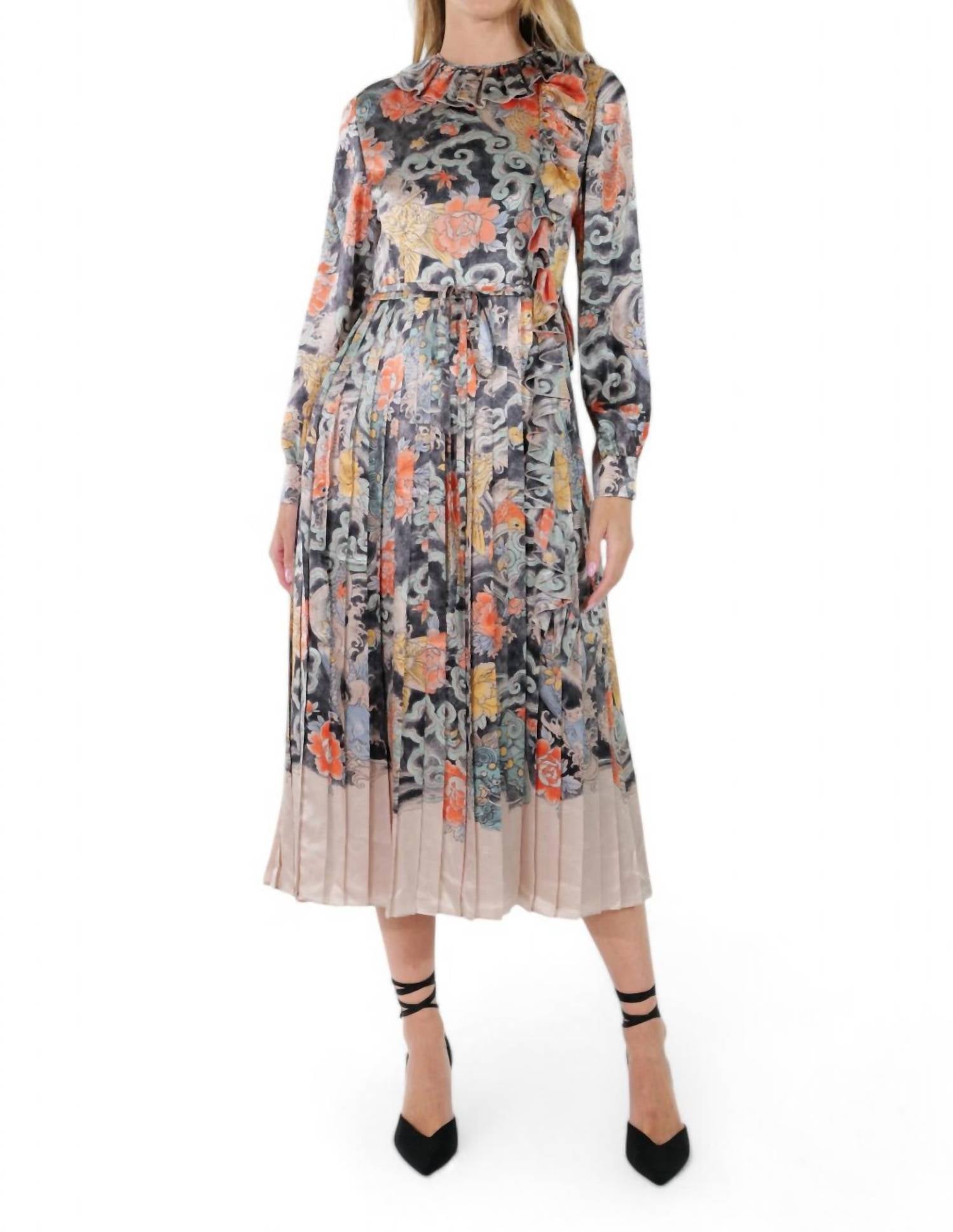 Valentino - Printed Pleated Midi Dress
