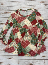 Haptics - Women's Holiday Patchwork Babydoll Dress