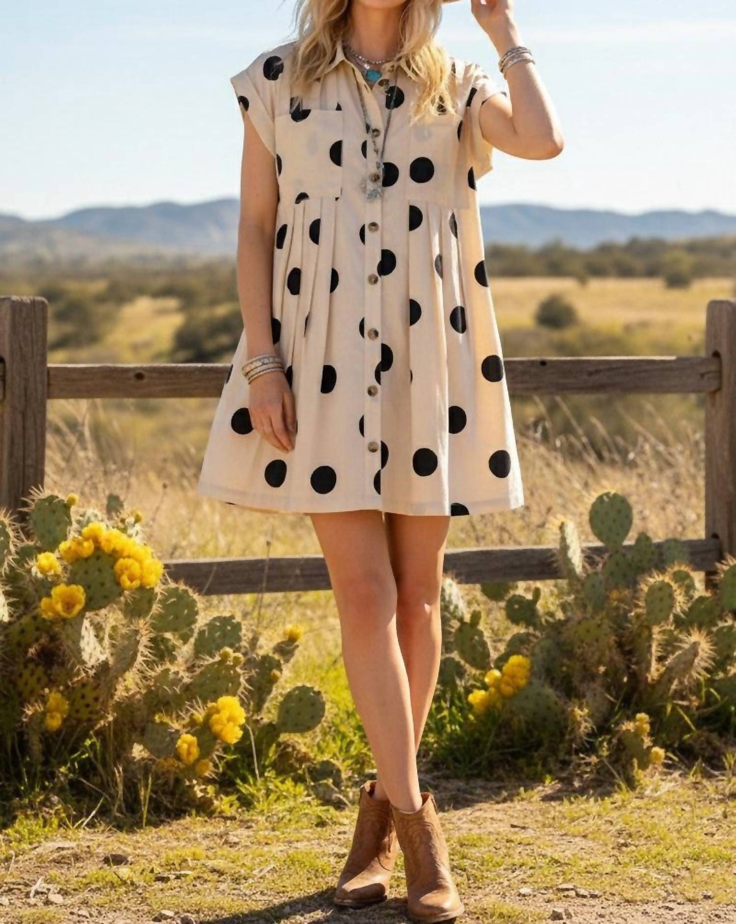 Sewn And Seen - Button Down Pleated Poplin Mini Dress