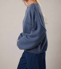 LE LIS Eliza Oversized Wide Neckline Sweater in dusty blue - women's sweater - alternate view