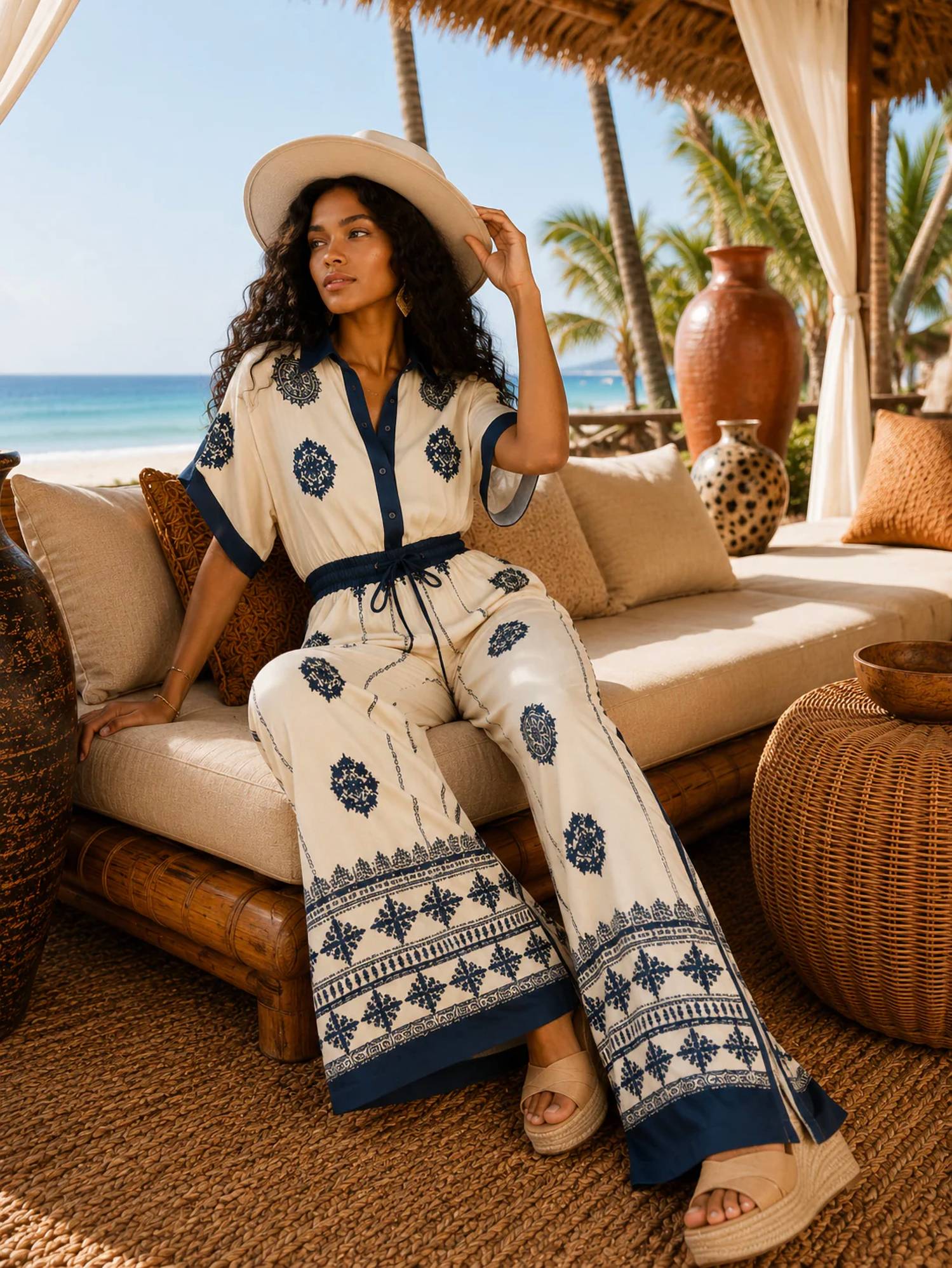 Little Secret Of Mine - Printed Wide Leg Jumpsuit