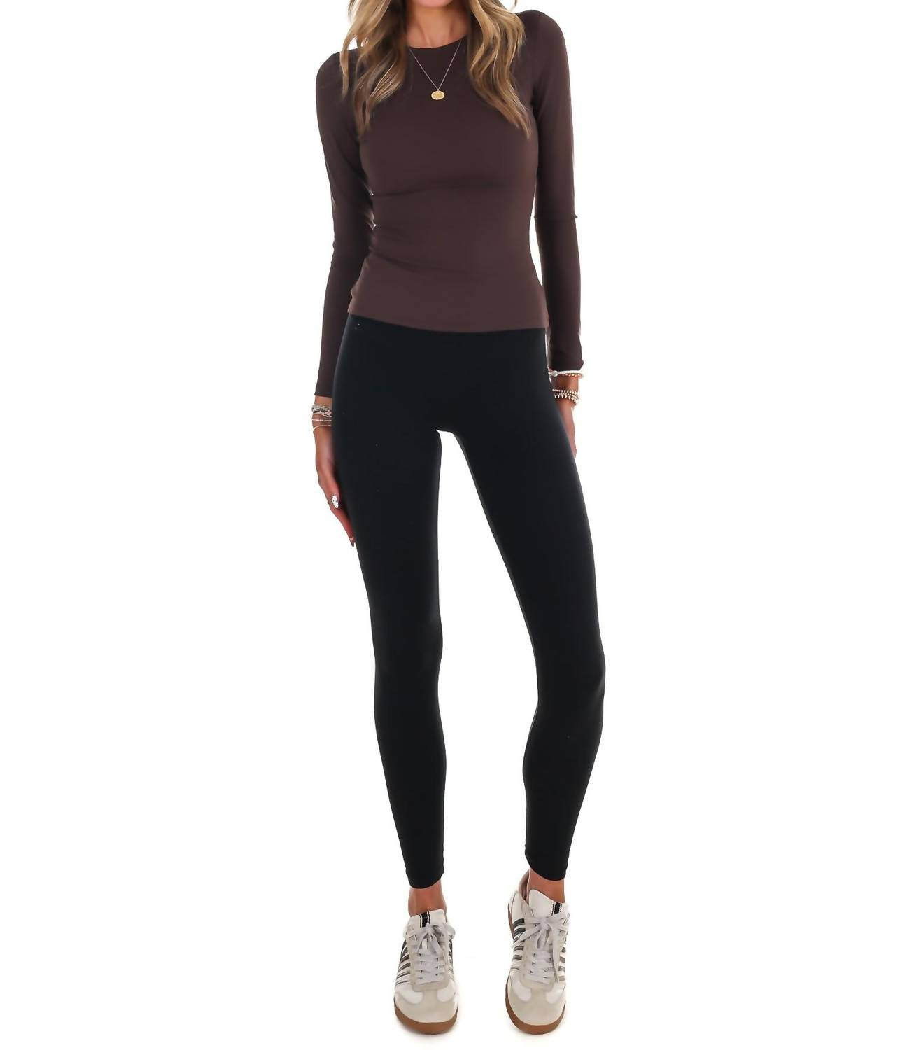 Kimberly C Run the Day Performance Fitted Top in chocolate - women's long sleeve top - view 5