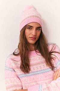 LoveShackFancy Women's Sanibel Wool Beanie in peach dream - women's hat - detail view