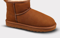 Lamo Women's Kora Short Slip-on Boot in chestnut - women's shoe - detail view