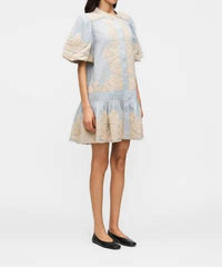 Sea - Alexandra Embroidered Bubble Sleeve Tunic Dress