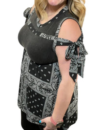 Pol - Bandana Print Ribbon Sleeve Tank Top