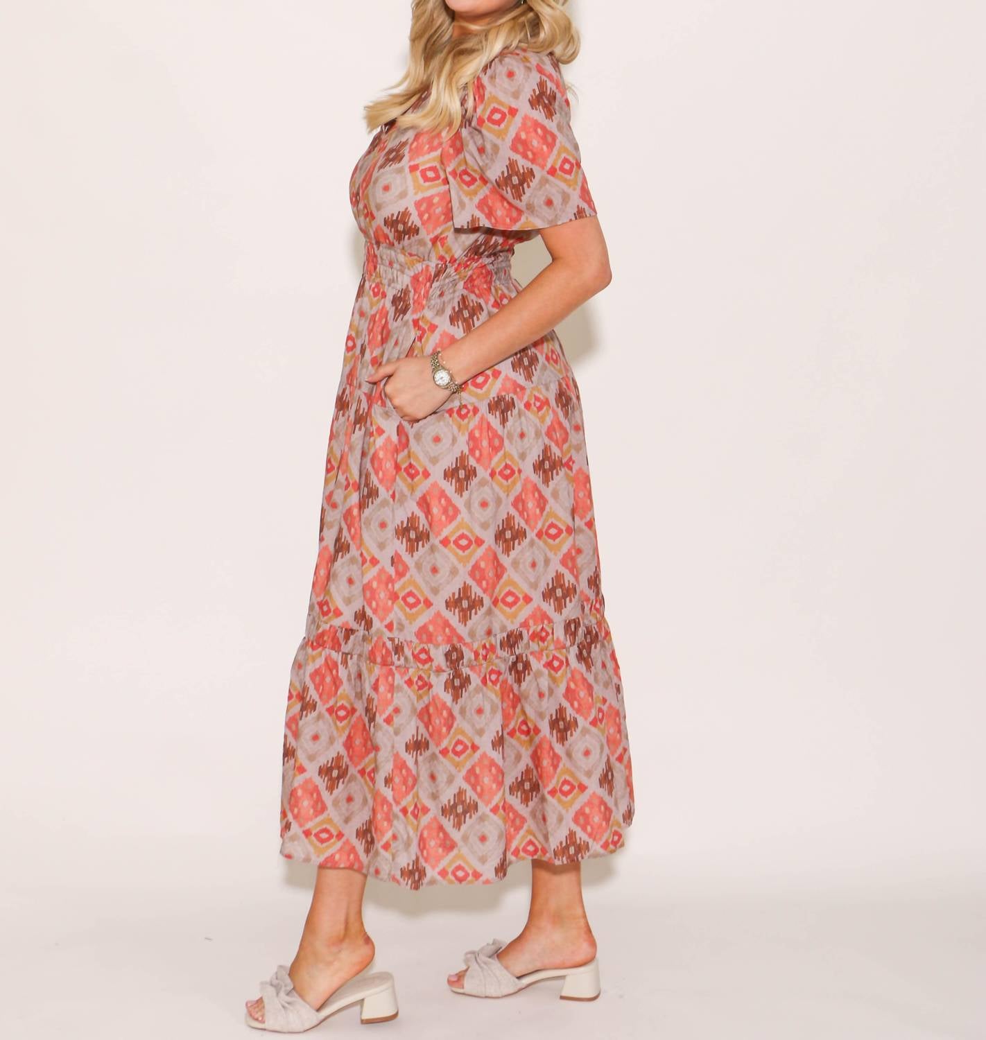 Thml - Smocked Waist Tiered Print Maxi Dress