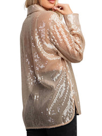 Glam - Sequin Collard Button Down Shirt