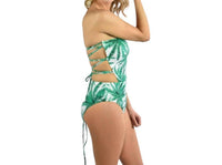 Milly - Palm Trees Apron Tie Back One Piece Swimsuit