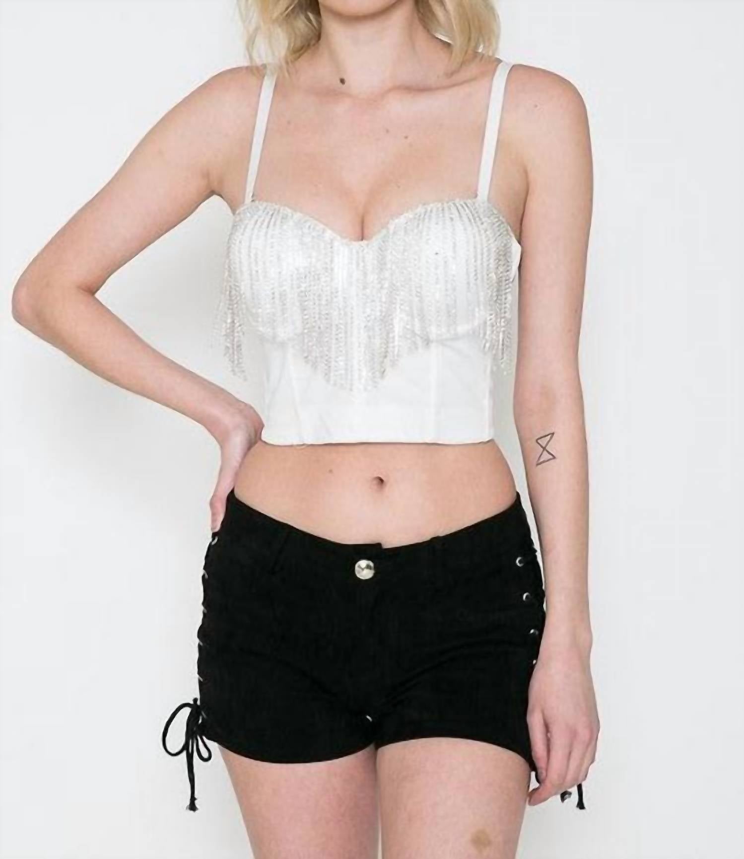 Lydia - Rhinestone Fringe Top