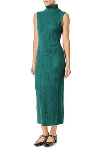 English Factory - Cable Knit Mock Neck Midi Dress