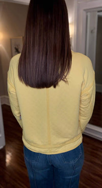 Multiples Long Sleeve Snap Front Jacket in daffodil - women's jacket - detail view