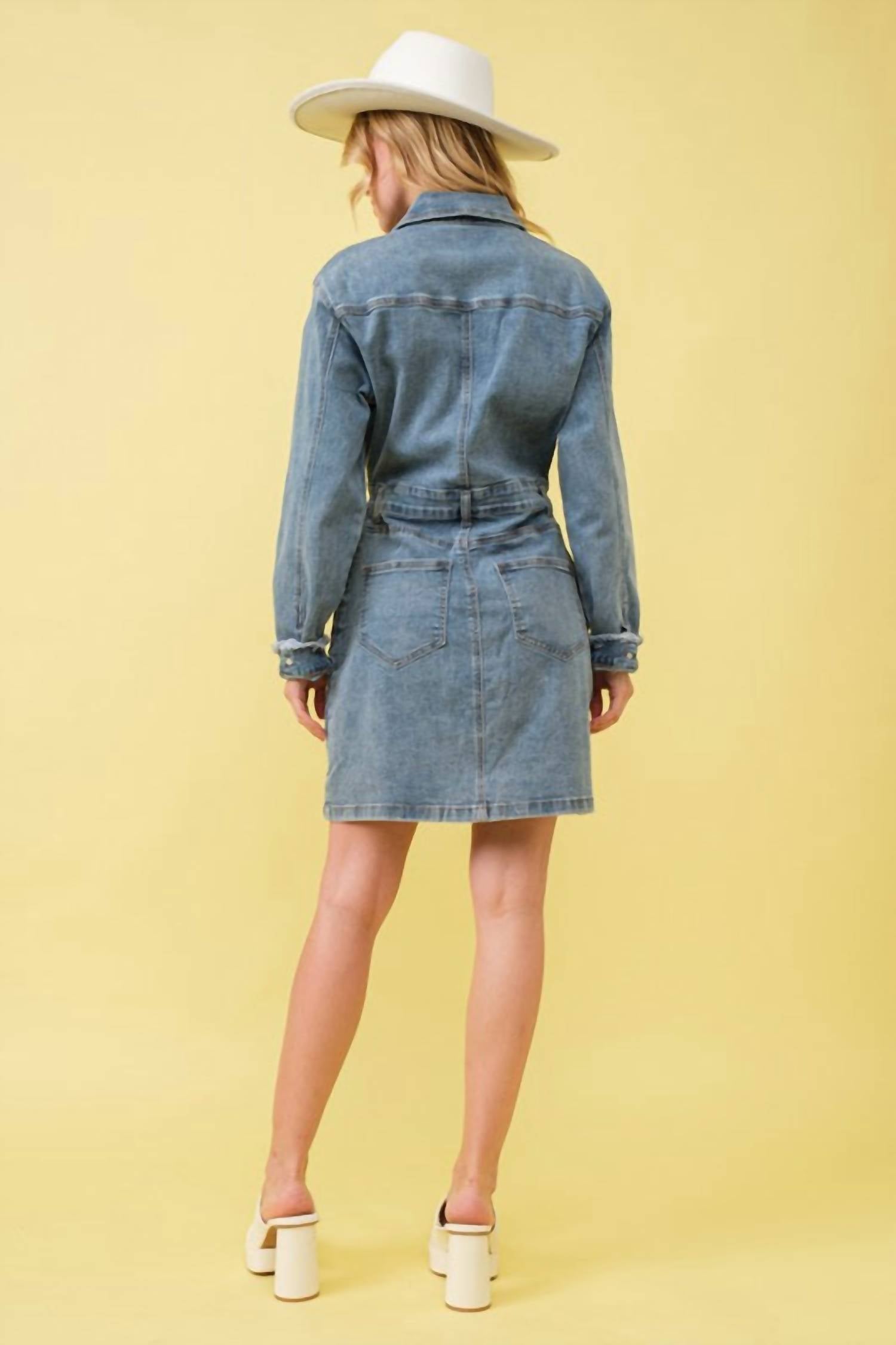 Blue B - Studded Fringe Western Denim Dress