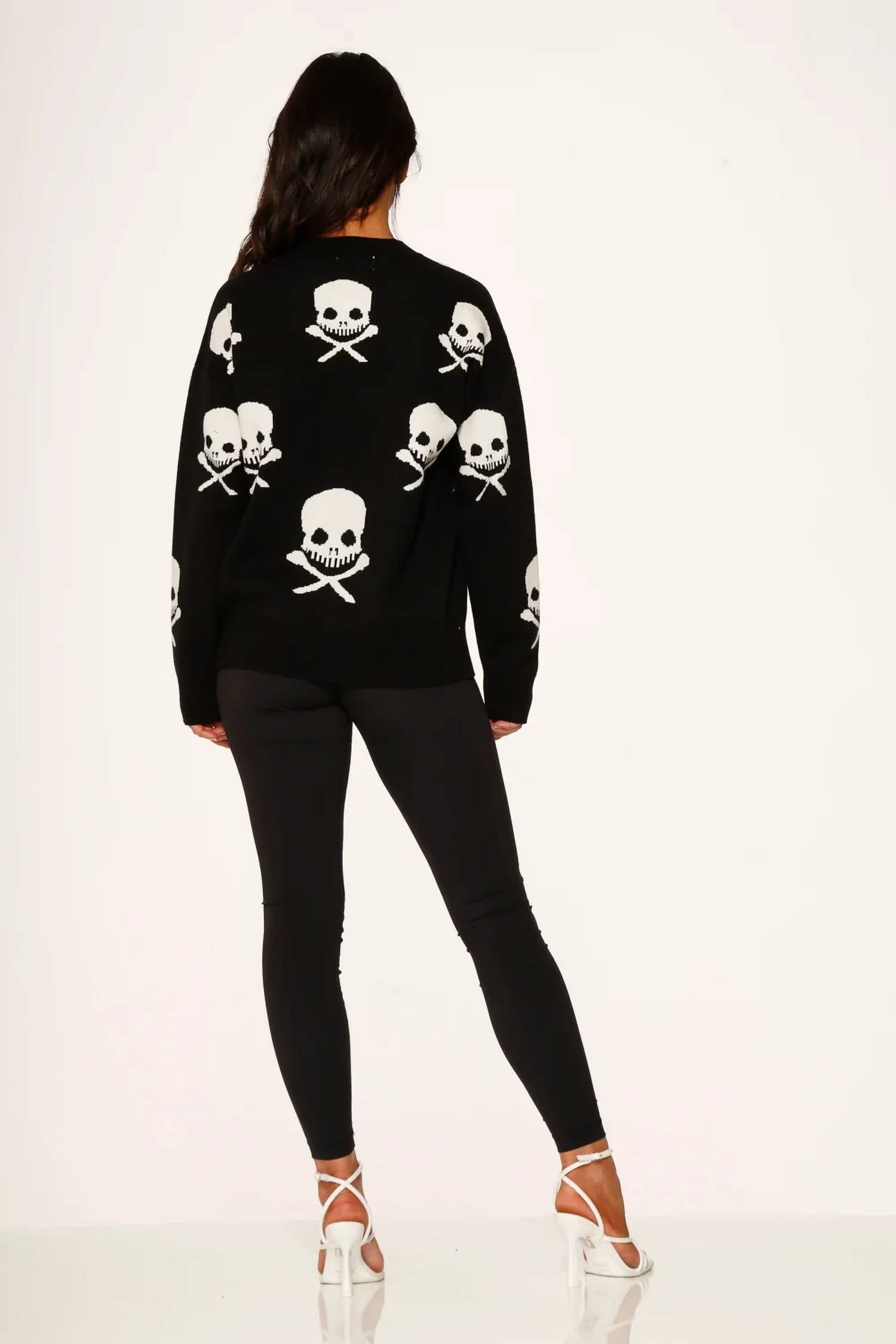 Orchid Bloom - Skulls V-neck Sweater