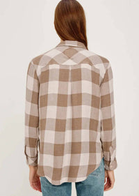 Rails Hunter Button Down Shirt in dove brown - women's shirt - detail view