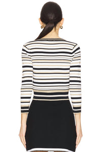 L'Agence - Yukio Striped Crop Crew Top